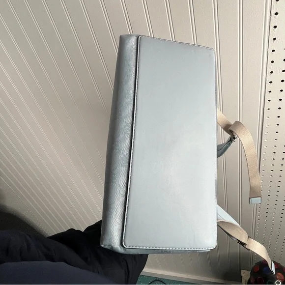 Michael Kors Sheila Large Woven Logo Nylon backpack Sky Blue Jacquard Laptop Bag - Picture 14 of 15